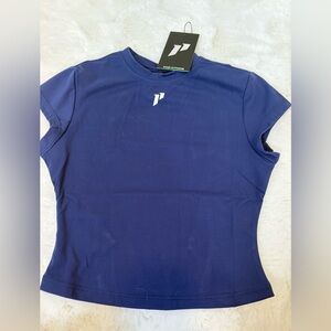 Women’s 1st phorm navy cropped baby tshirt size small NWT